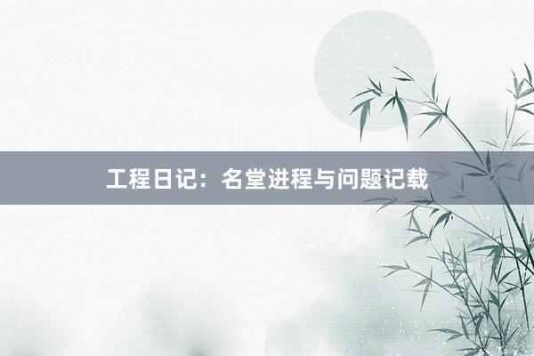 工程日记：名堂进程与问题记载